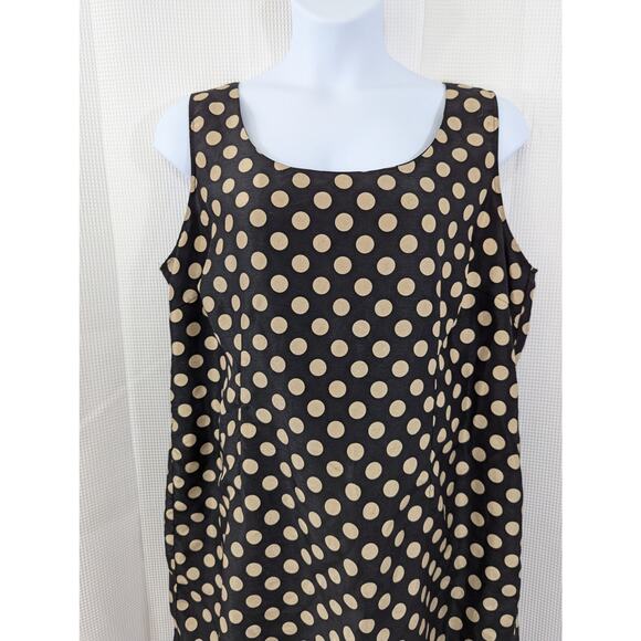 NWOT! DANA KAY! SHANTUNG-LOOK BLACK AND GOLD POLKA DOTTED SHEATH DRESS! SZ 22W - Picture 3 of 9